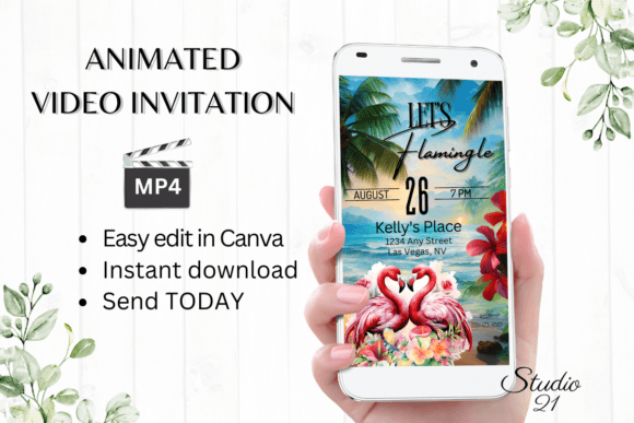 Create a Festive Digital Let's Flamingle Party Invite in Minutes