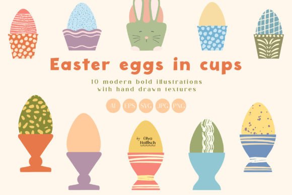 Creative Easter Designs with Eggs in Cups Clipart