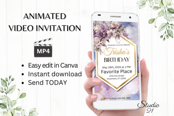 Effortless Elegance: The Animated Marble Birthday Invitation