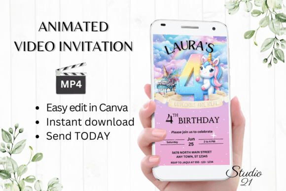 Effortless Magic: Your Unicorn Birthday Invitation for a 4-Year-Old