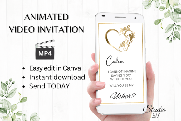 Gold Minimalist Usher Proposal W3910U: A Digital Invitation Revolution