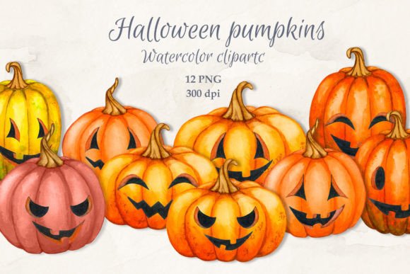 Hand-Painted Halloween Pumpkins for Your Digital Craft Projects
