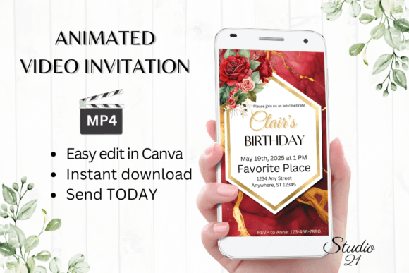 Instant Elegance: Crafting Your Digital Marble Birthday Invitation
