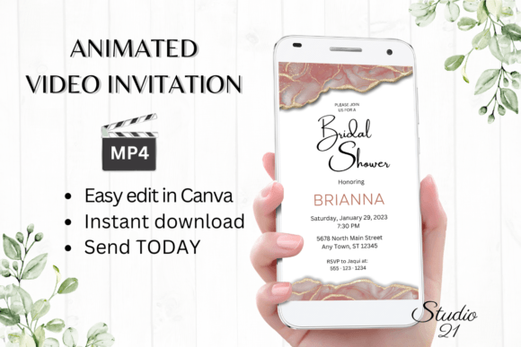Minimalist Bridal Shower Invite W4928: A Modern Template for Effortless Celebration