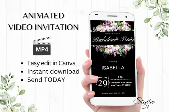 Orchids Bachelorette Party Evite W6457: A Digital Invitation Template