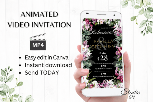 Orchids Rehearsal Dinner Invite: A Modern Digital Template