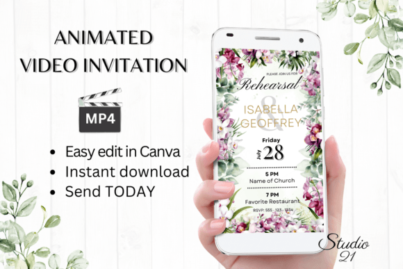 Orchids Rehearsal Dinner Invite: A Modern, Editable Digital Template