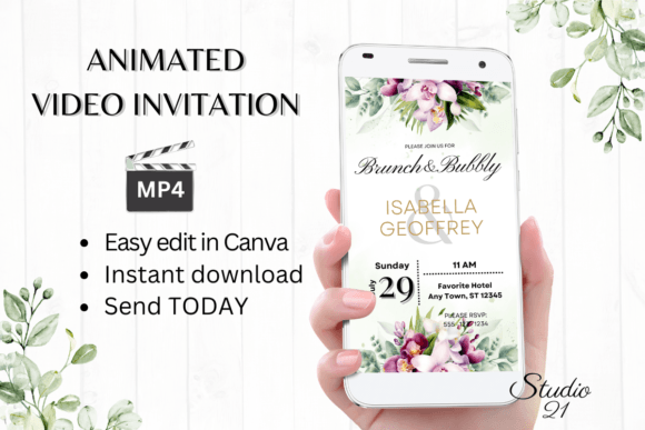 Orchids Wedding Brunch Invite W9458: A Stunning Digital Template