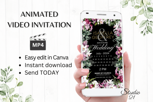 Orchids Wedding Invitation W8451B: Effortless Elegance for Your Digital Celebration