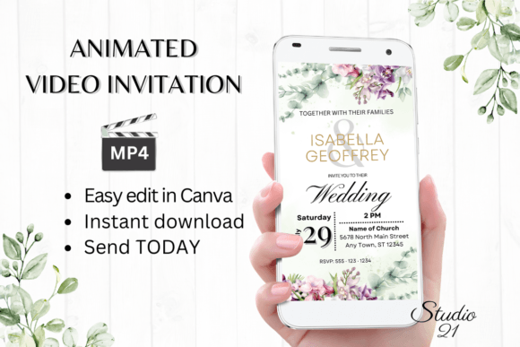 Orchids Wedding Invitation W8452: Your Animated Digital Invite