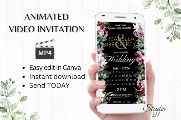 Orchids Wedding Invitation W8455B: Effortless Elegance
