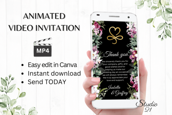 Orchids Wedding Thank You W9455TU: Elegant Digital Invitations