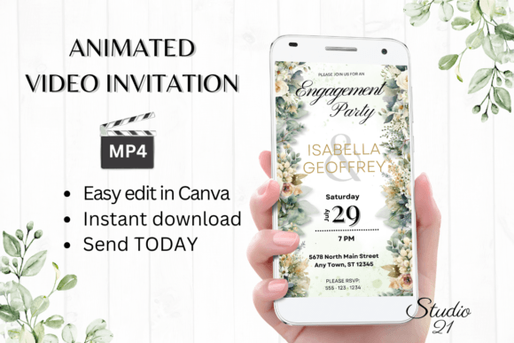 Stunning Digital Engagement Invites: Edit in Canva & Send Instantly