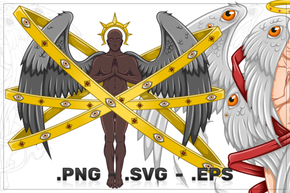 Vector Design Angel with Celestial Hoops: A Divine Addition