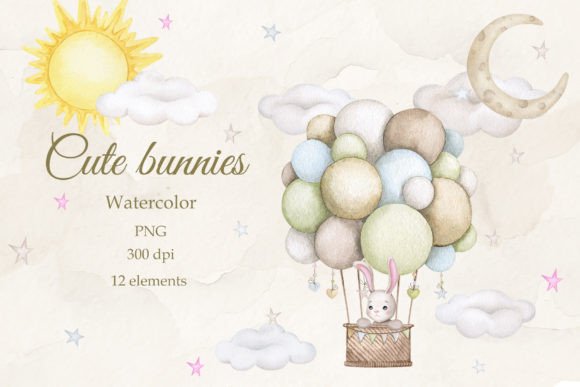 Whimsical Watercolor Baby Bunny Illustrations for Creative Projects